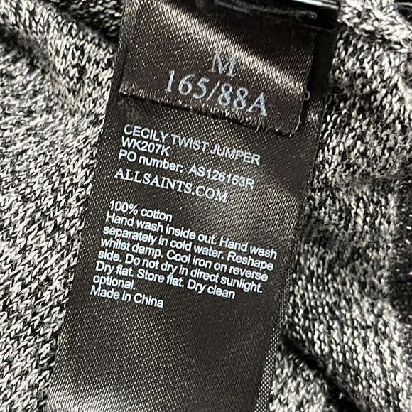 All Saints Cecily Twist Jumper in Heather Black Grey size M - Picture 11 of 12